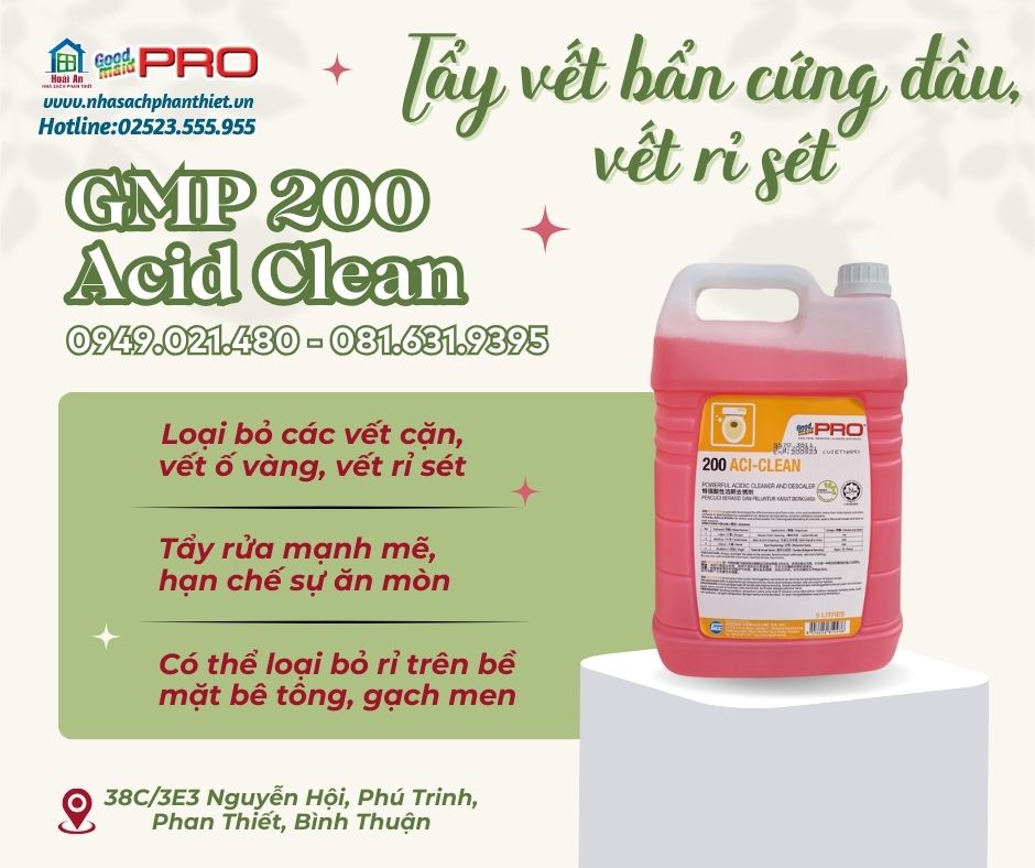 Tẩy vết bẩn - vết rỉ sét cứng đầu GMP 200 Acid clean